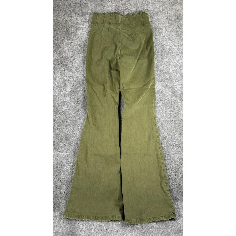 We The Free Jayde Flare Jeans Olive Green High Rise 27